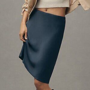 Anthropologie The Tilda Knee-Length Slip Skirt Navy NWT